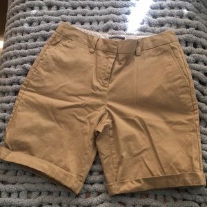 Mid-rise khaki uniform shorts